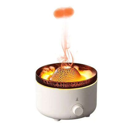 Volcanic Flame Aroma Diffuser Essential Oil 560ml Portable Air Humidifier with Cute Smoke Ring Night Light Lamp Fragrance